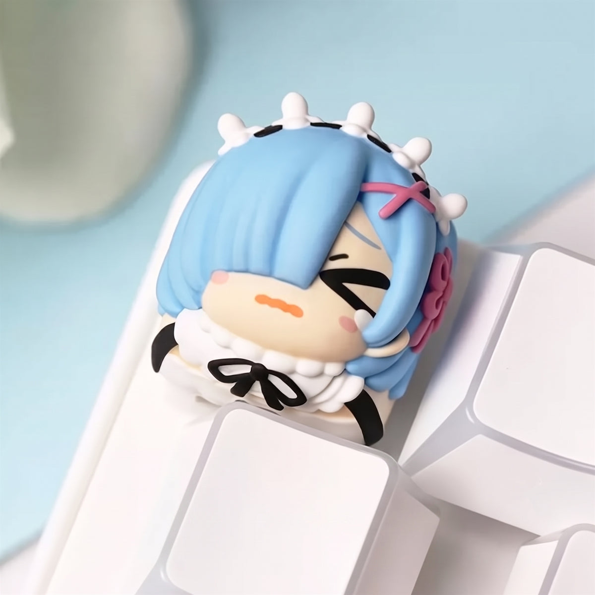 Re:Life in a different world from zero，Rem, resin molded personalized keycaps, mechanical keyboard resin decorative keycaps