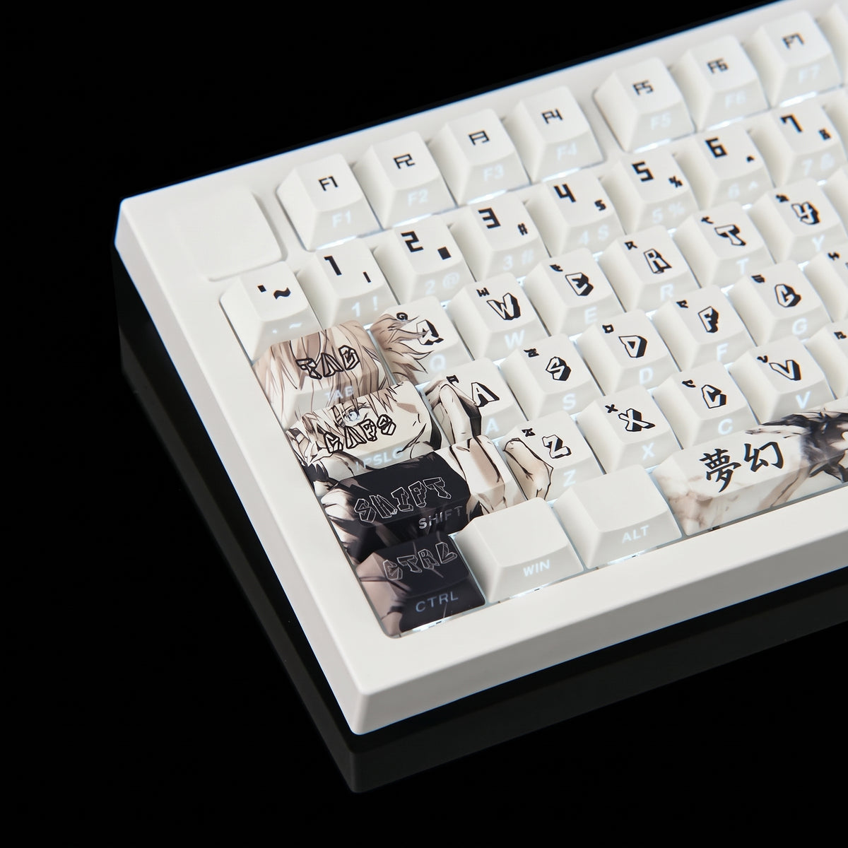 Jujutsu Kaisen themed keycaps, Itadori Yuji/Gojo Satoru PBT material personalized key cap set, animation game culture creative decoration key cap set, compatible with 61/64/68/75/84/87/104 key mechanical keyboard
