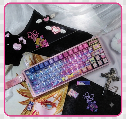 Panty &amp; Stocking with Garterbelt，theme, PBT material personalized keycap set, anime keycap culture peripheral mechanical keyboard decoration keycaps， Compatible with 61/64/68/75/84/87/104 key mechanical keyboard keycap set