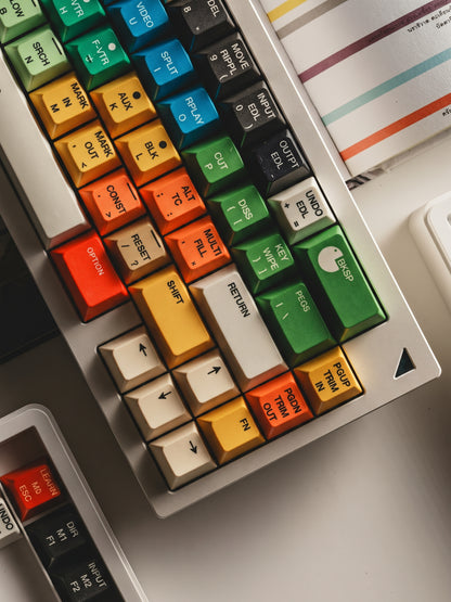 Retro color scheme, vintage rainbow color, dopamine color scheme creative haphazardly pieced keycaps PBT material personalized keycap set, mechanical keyboard replacement decorative keycaps, compatible with 61/64/68/75/84/87/104 key mechanical keyboard