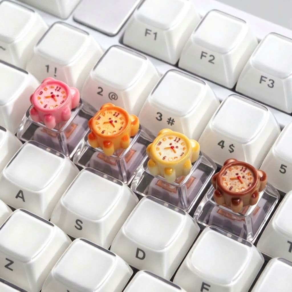 Alarm Bear Personalized Keycap, Cute Cartoon Art Keycap, Personalized Keycap Customization, Handmade Creative Gift