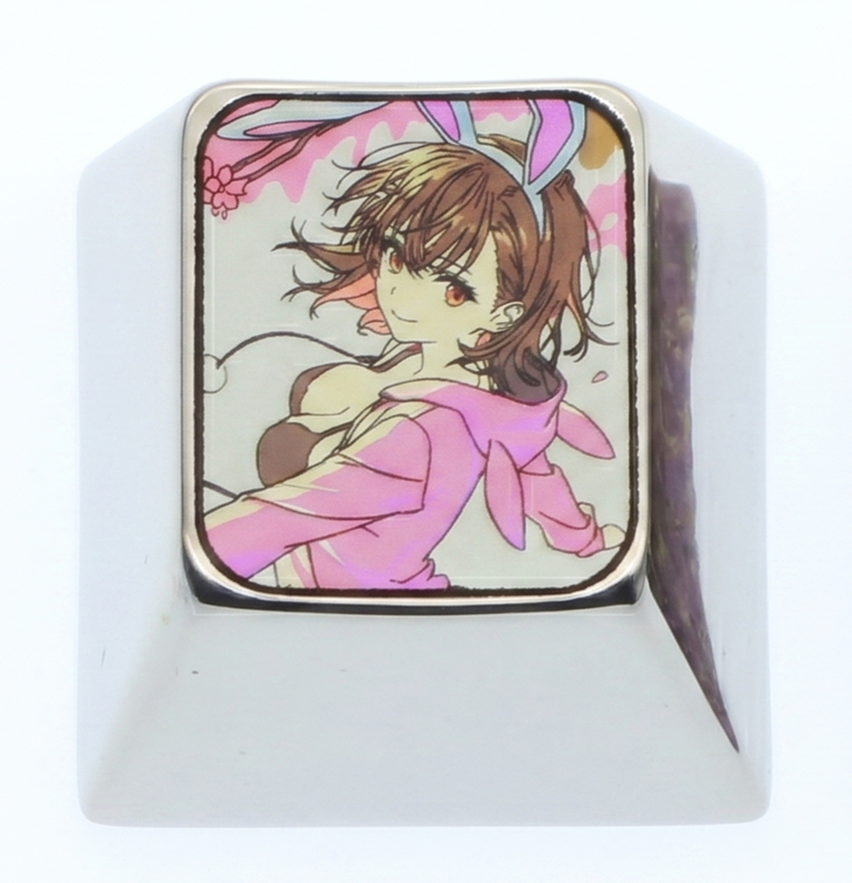 A Certain Scientific Railgun, Misaka Mikoto, 1U titanium alloy personalized keycaps, anime game cultural creative metal decorative keycaps, mechanical keyboard anime keycaps