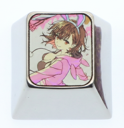 A Certain Scientific Railgun, Misaka Mikoto, 1U titanium alloy personalized keycaps, anime game cultural creative metal decorative keycaps, mechanical keyboard anime keycaps