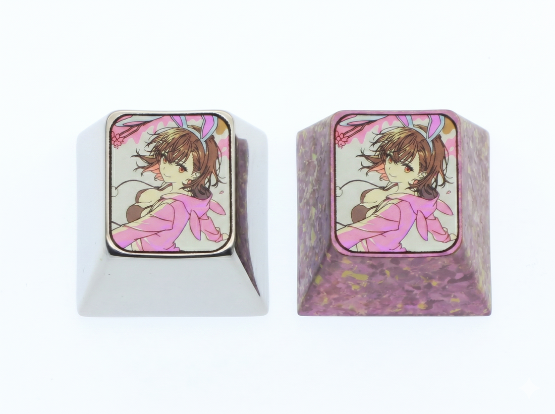 A Certain Scientific Railgun, Misaka Mikoto, 1U titanium alloy personalized keycaps, anime game cultural creative metal decorative keycaps, mechanical keyboard anime keycaps