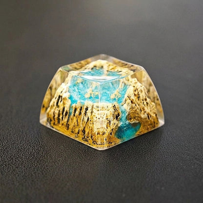 Snowy Mountain Island Theme Design Miniature Landscape, crystal resin personalized keycaps, game culture creative keycaps, Mechanical keyboard decorative keycaps