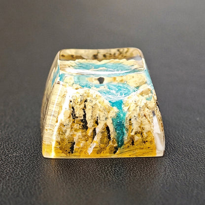 Snowy Mountain Island Theme Design Miniature Landscape, crystal resin personalized keycaps, game culture creative keycaps, Mechanical keyboard decorative keycaps