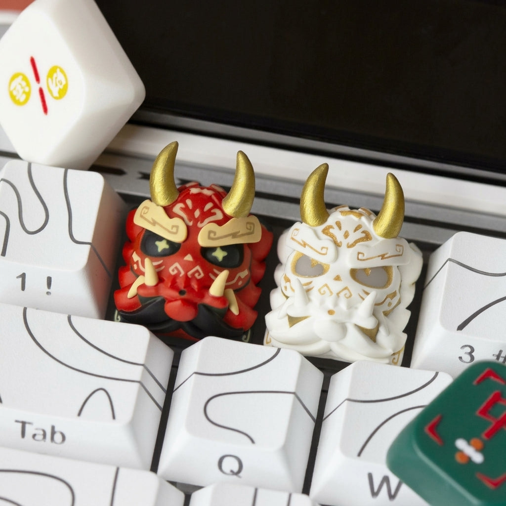 Original Design: Fanged Monster, multi-color resin-molded personalized keycaps, mythological and supernatural-themed creative cultural keycaps, handmade decorative keycaps for mechanical keyboards