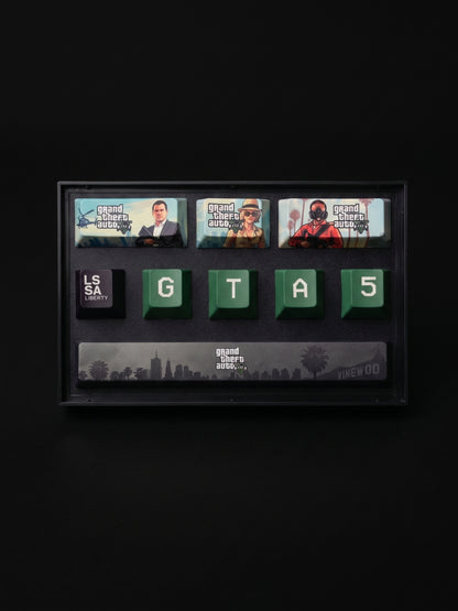 GTA5 Theme PBT Customized Keycaps 9-Key Customized Keycaps Compatible with Mechanical Keyboard Keycaps Original Height Replacement Keycaps
