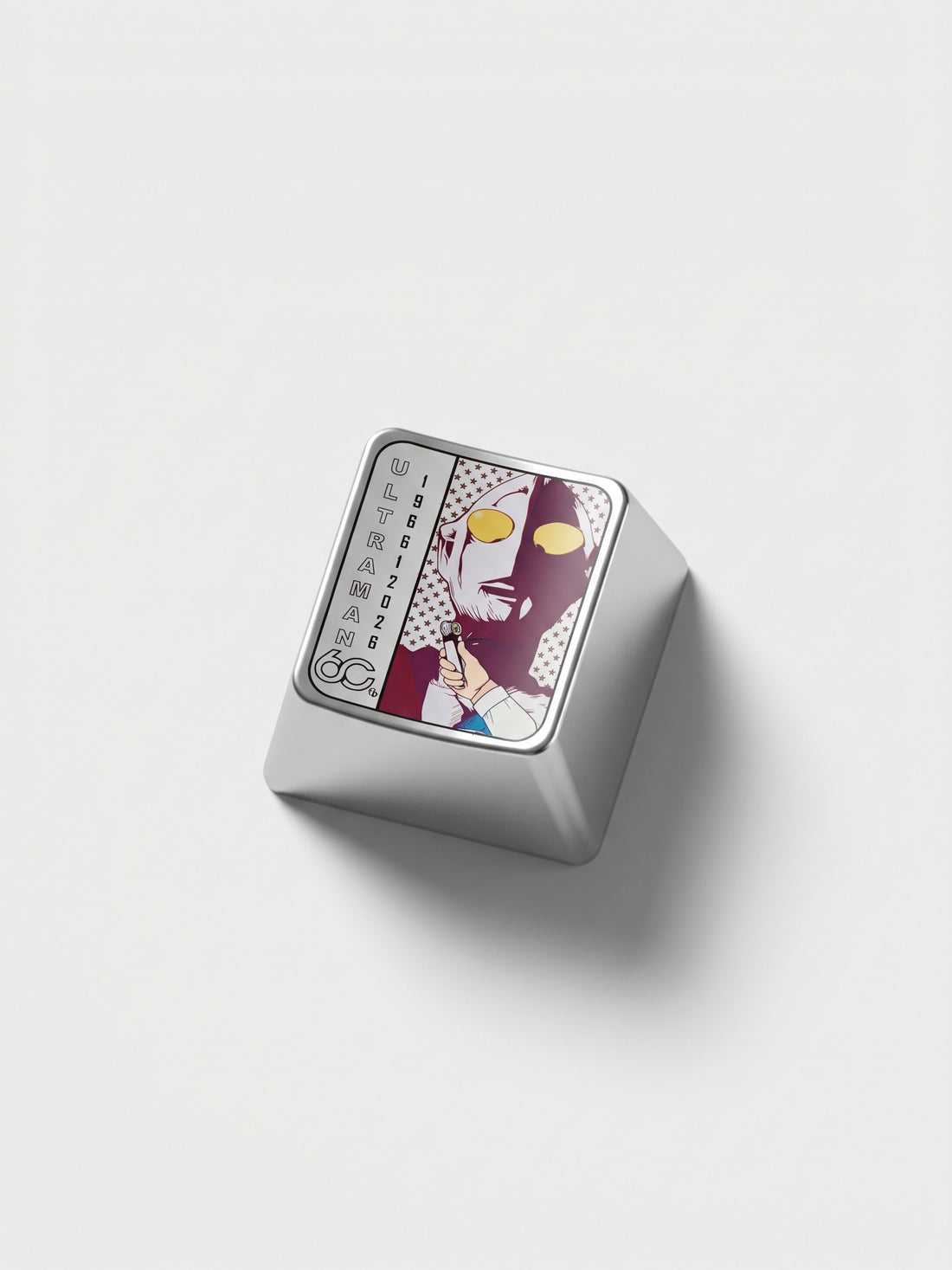 60th Anniversary First Generation Ultraman, 1 U titanium alloy metal personalized keycaps, anime and game character peripheral products, decorative keycaps.