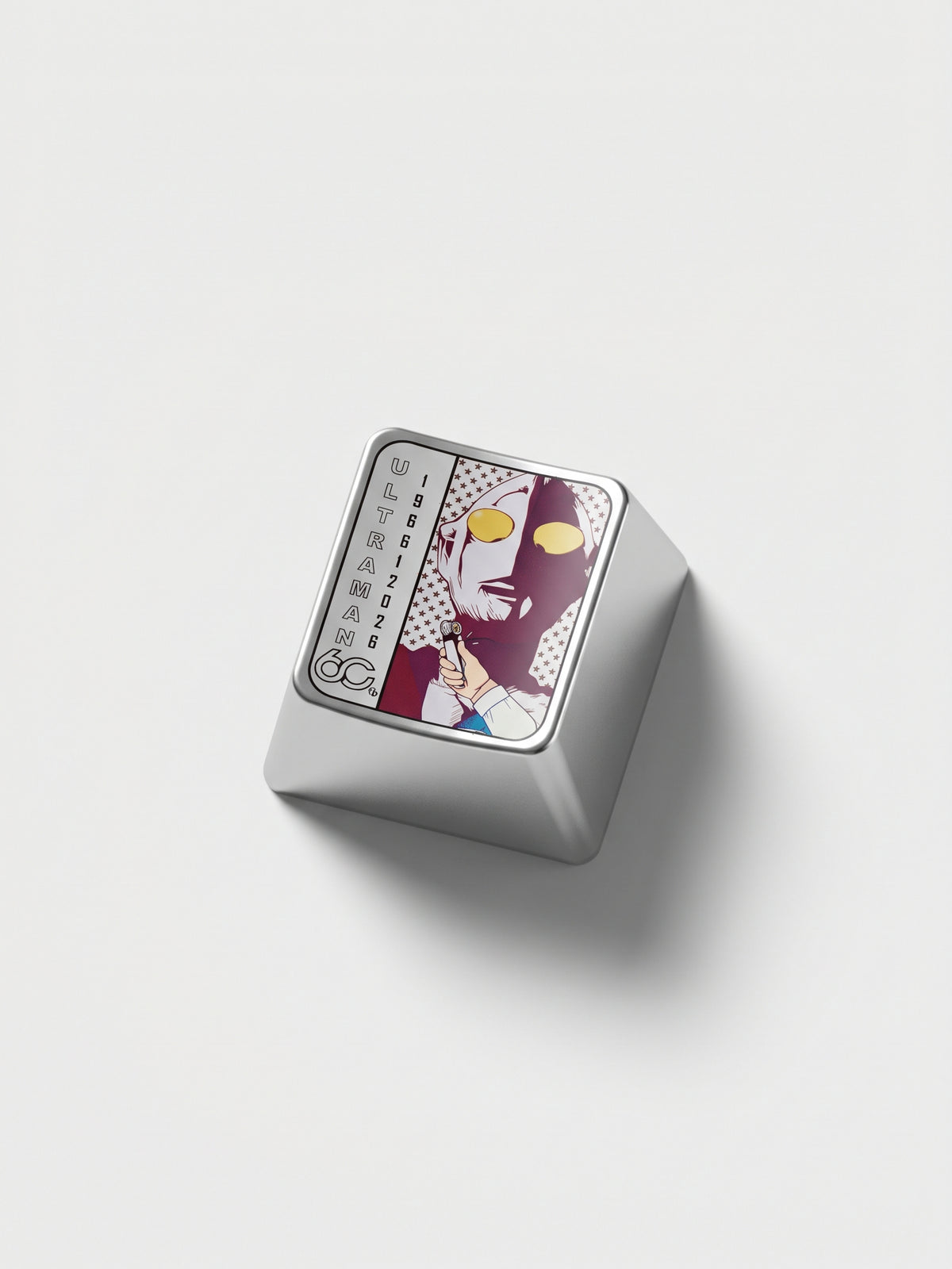 60th Anniversary First Generation Ultraman, 1 U titanium alloy metal personalized keycaps, anime and game character peripheral products, decorative keycaps.