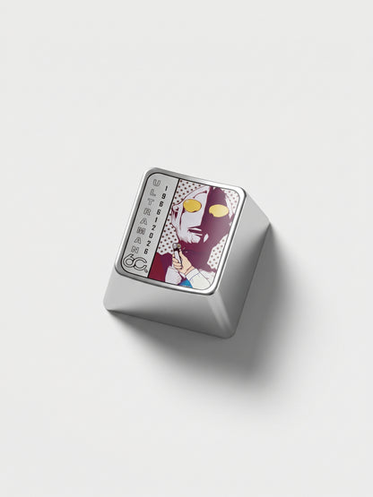 60th Anniversary First Generation Ultraman, 1 U titanium alloy metal personalized keycaps, anime and game character peripheral products, decorative keycaps.