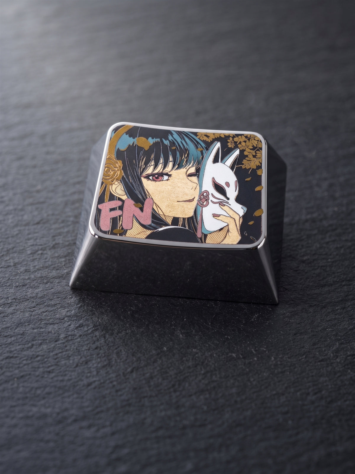 SPY×FAMILY, Yor Forger1.25 U titanium alloy metal personalized keycaps, anime and game character peripheral products, decorative keycaps.