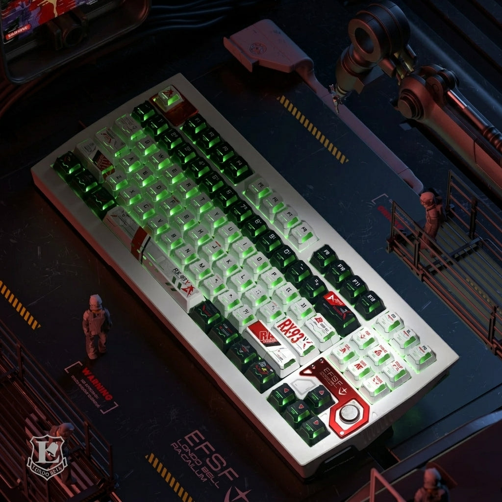 Gundam themed mecha translucent PBT material Original Factory Height,  mechanical keyboard replacement keycap set, Compatible with 61/64/68/75/84/87/104 Key Mechanical Keyboard Keycap Set