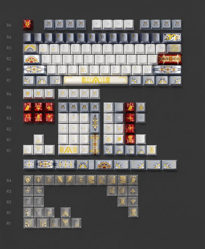 Sun God Apollo, PBT metallic paint texture+ PC material Mechanical Keyboard Replacement Keycap Set, Compatible with 61/64/68/75/84/87/104 Key Mechanical Keyboard Keycap Set