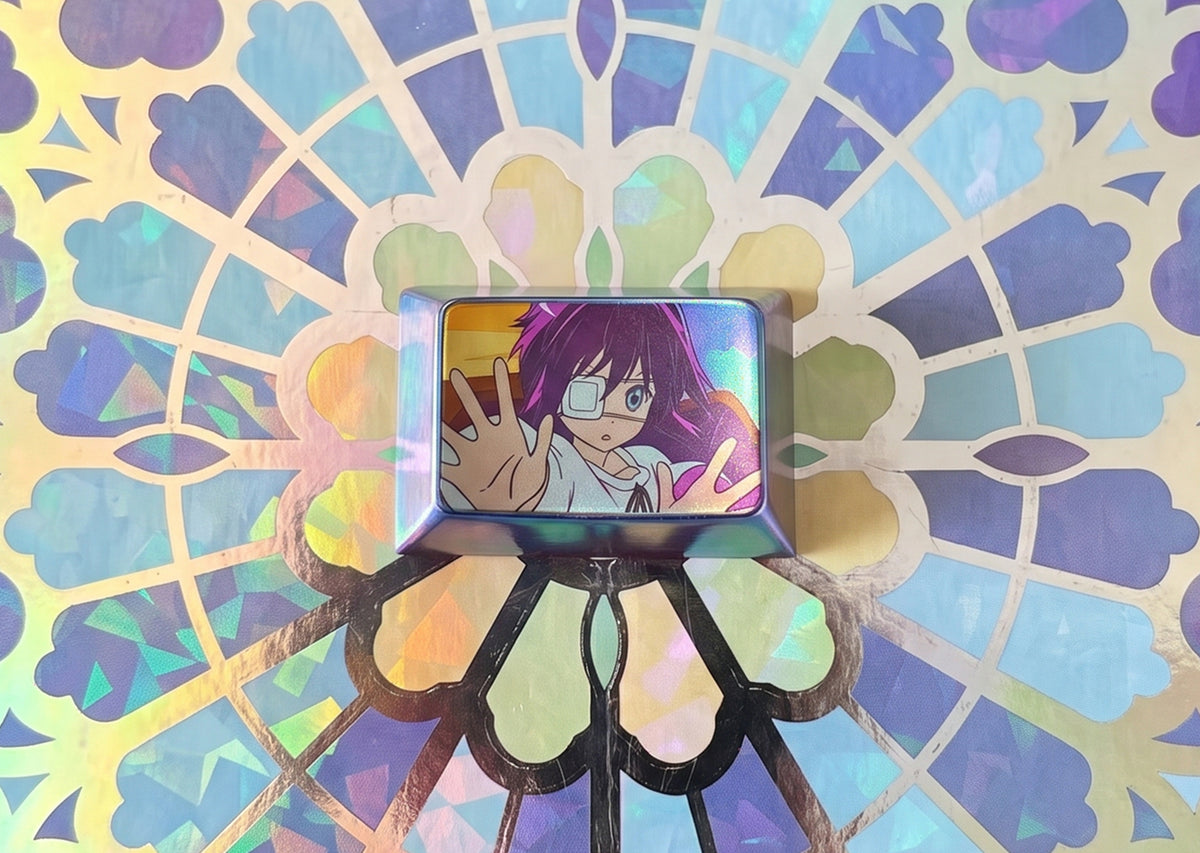 Love, Chunibyo &amp; Other Delusions，Takanashi Rikka 1.5 U titanium alloy personalized keycaps, mechanical keyboard metal decorative keycaps, anime and game culture peripheral keycaps