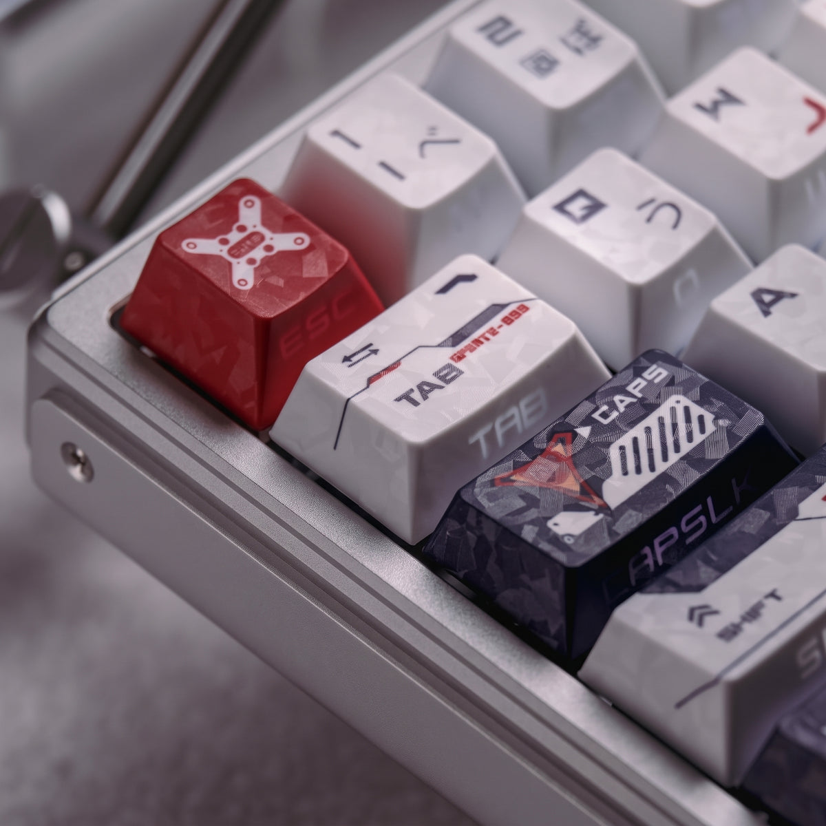 Ultraman Tiga，Global Unlimited Task Squad theme, carbon fiber texture PBT material anime and game cultural and creative keycaps set, Compatible with 61/64/68/75/84/87/104 Key Mechanical Keyboard Keycap Set
