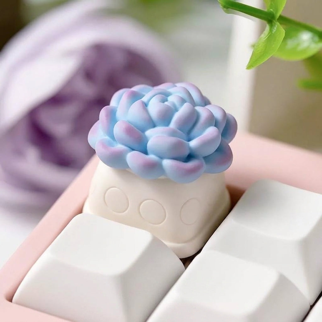 Succulent plant design, Multi colored resin one-piece molded personalized keycaps, mechanical keyboard resin decorative keycaps
