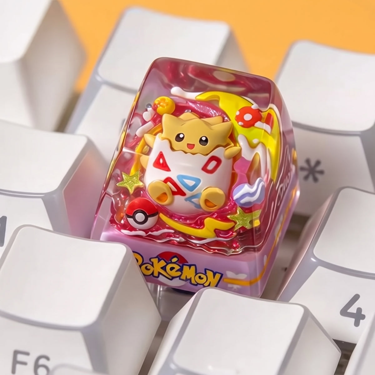 Pok é mon series, Togepi, PokémonTama，Crystal Resin Personalized Keycaps, Anime Game Culture Creative Resin Keycaps, Mechanical Keyboard Art Decorative Keycaps