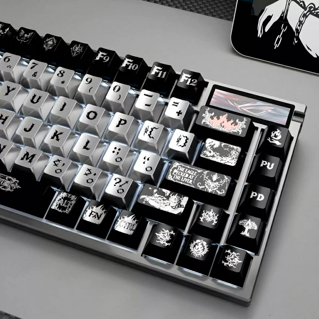Prometheus metallic paint keycaps, made of PBT material Original Factory Height,  mechanical keyboard replacement keycap set, Compatible with 61/64/68/75/84/87/104 Key Mechanical Keyboard Keycap Set