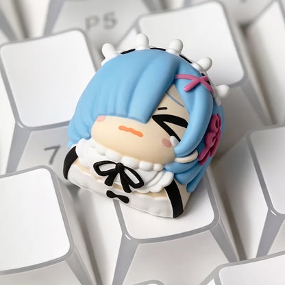 Re:Life in a different world from zero，Rem, resin molded personalized keycaps, mechanical keyboard resin decorative keycaps