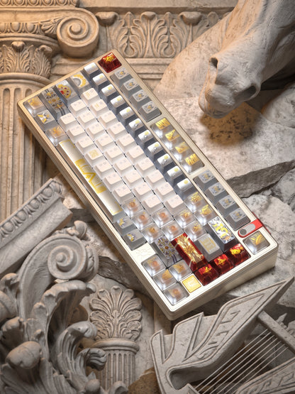 Sun God Apollo, PBT metallic paint texture+ PC material Mechanical Keyboard Replacement Keycap Set, Compatible with 61/64/68/75/84/87/104 Key Mechanical Keyboard Keycap Set