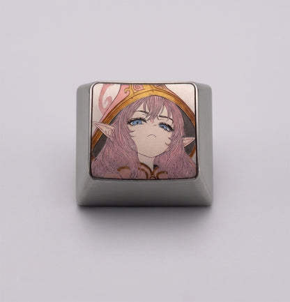 League of Legends the Fae Sorceress 1.25 U titanium alloy metal personalized keycaps, anime and game character peripheral products, decorative keycaps.