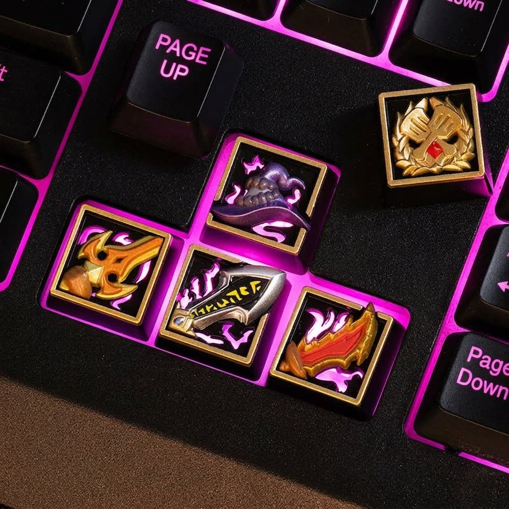 Zinc alloy metal keycap blind box for League of Legends game peripherals, game weapon icons, game cultural creative keycaps, mechanical keyboard decorative keycaps.