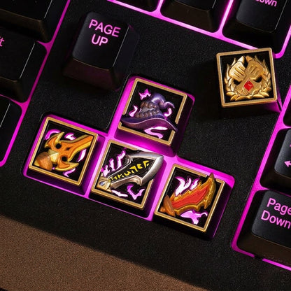 Zinc alloy metal keycap blind box for League of Legends game peripherals, game weapon icons, game cultural creative keycaps, mechanical keyboard decorative keycaps.