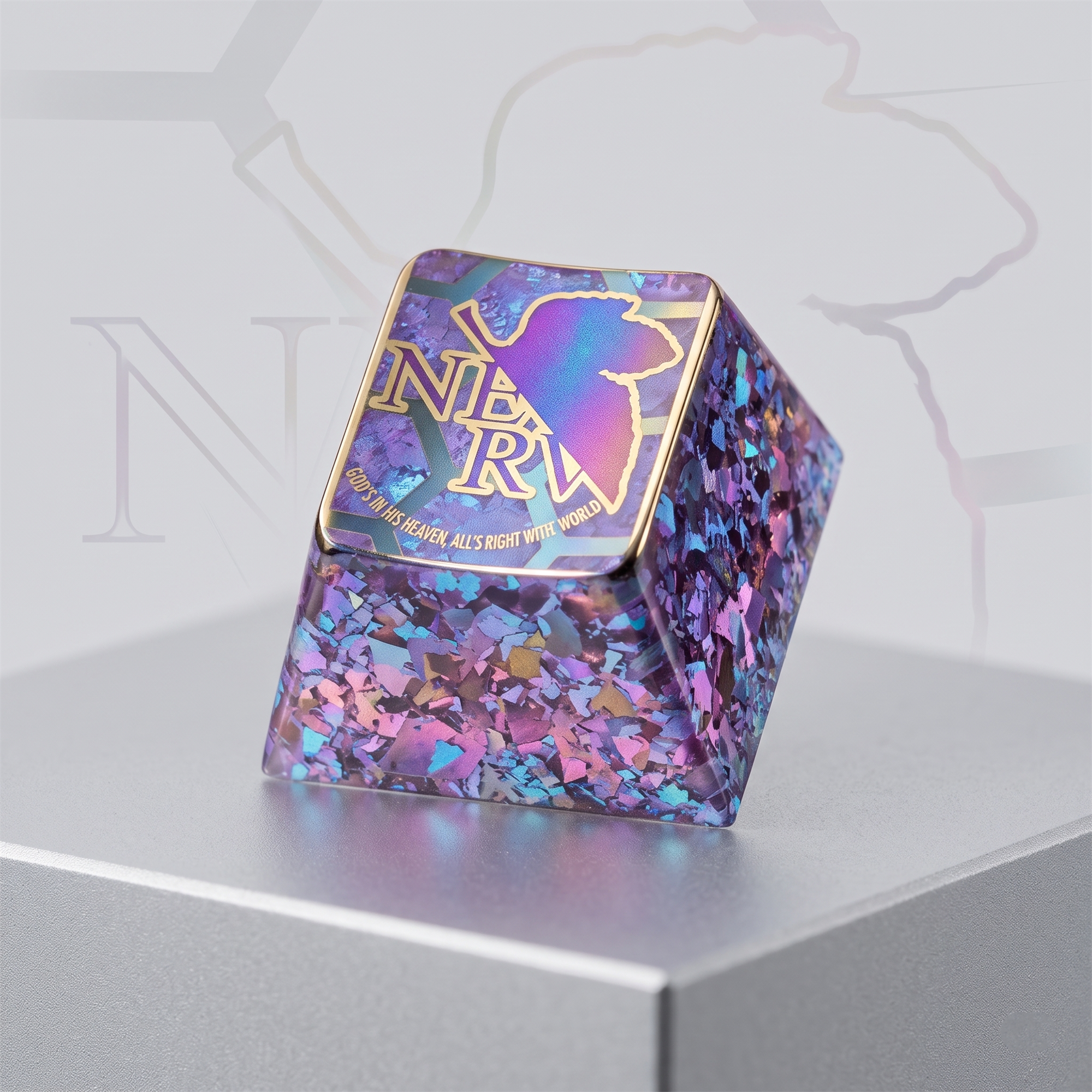 EVA LOGO, 1 U precision carving titanium alloy metal personalized keycaps, Anime creative cultural peripheral products, mechanical keyboard, artistic decorative keycaps