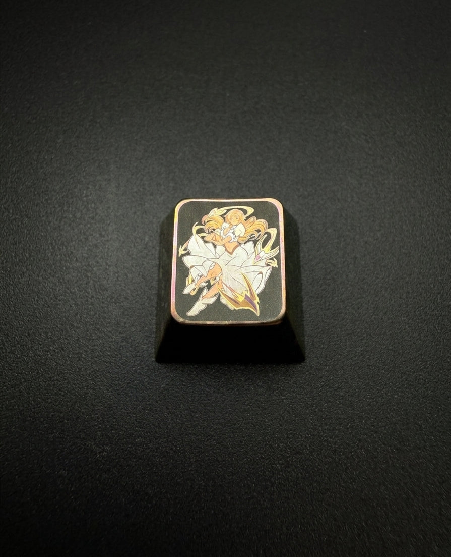 BLEACH，Inoue Orihime/Shihouin Yoruichi 1U titanium alloy metal personalized keycaps, anime and game character peripheral products, decorative keycaps.