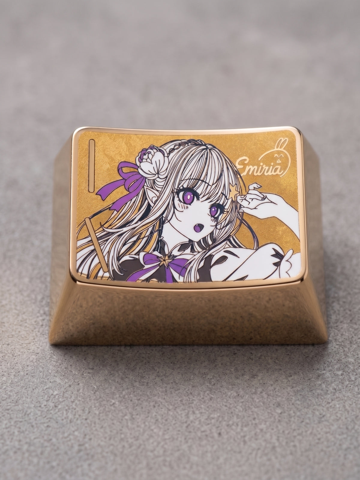 Re:Life in a different world from zero, Emilia 1.5U titanium alloy personalized keycaps, mechanical keyboard metal decorative keycaps, anime and game culture peripheral keycaps