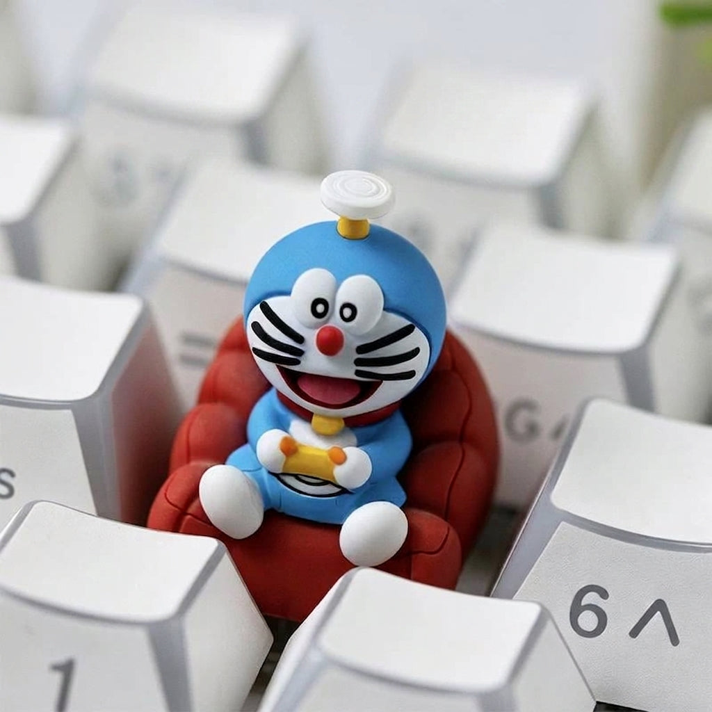 Doraemon， Multi colored resin one-piece molded personalized keycaps, mechanical keyboard resin decorative keycaps
