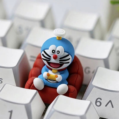Doraemon， Multi colored resin one-piece molded personalized keycaps, mechanical keyboard resin decorative keycaps