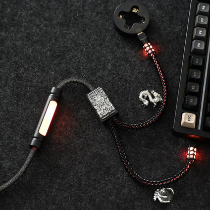Handmade customized dragon theme one to two aviation plug data cable V2 one out two keyboard cable magnetic switch keyboard cable 8K keyboard custom data cable
