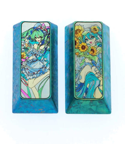 Hatsune Miku, PAD keypad number area,+/Enter key, vertical 2U titanium alloy personalized key cap, animation game cultural creative products, mechanical keyboard decorative key cap