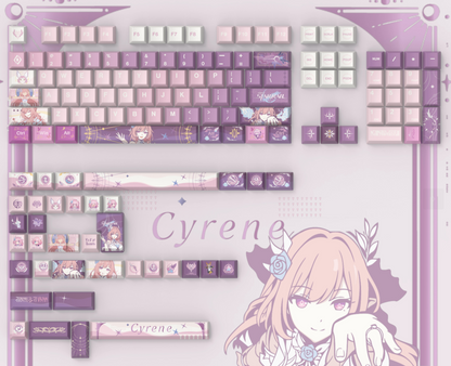 Honkai: Star Rail series, Cyrene theme, original high PBT material keycaps, full five sided thermal sublimation process mechanical keyboard custom set keycaps