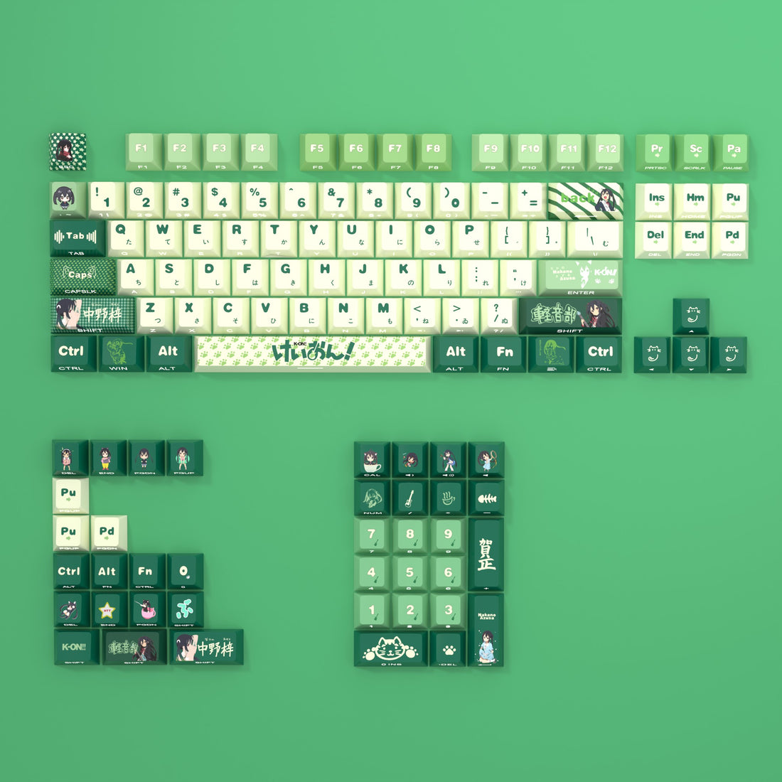 K-ON！ 、 K-ON！ ， Nakano Azusa Theme Side Carving Original Transparent Keycap Small Set PBT Heat Sublimation Original Height Keycap Set