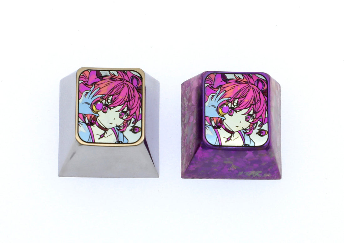 Kaname Madoka, 1U titanium alloy personalized keycap, metal decorative keycap around anime, game, novel characters