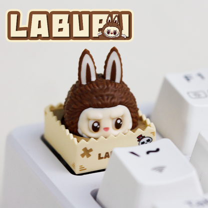LABUBU， Multi colored resin hand molded keycaps, trendy toy peripheral products, personalized keycaps, creative keycaps