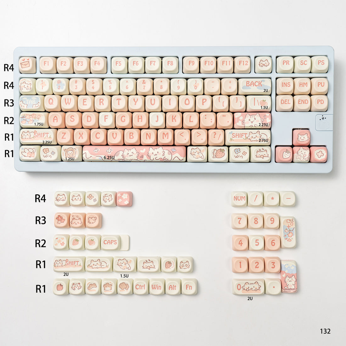 MOA height strawberry kitten magnetic axis mechanical keyboard keycap PBT thermal sublimation customization