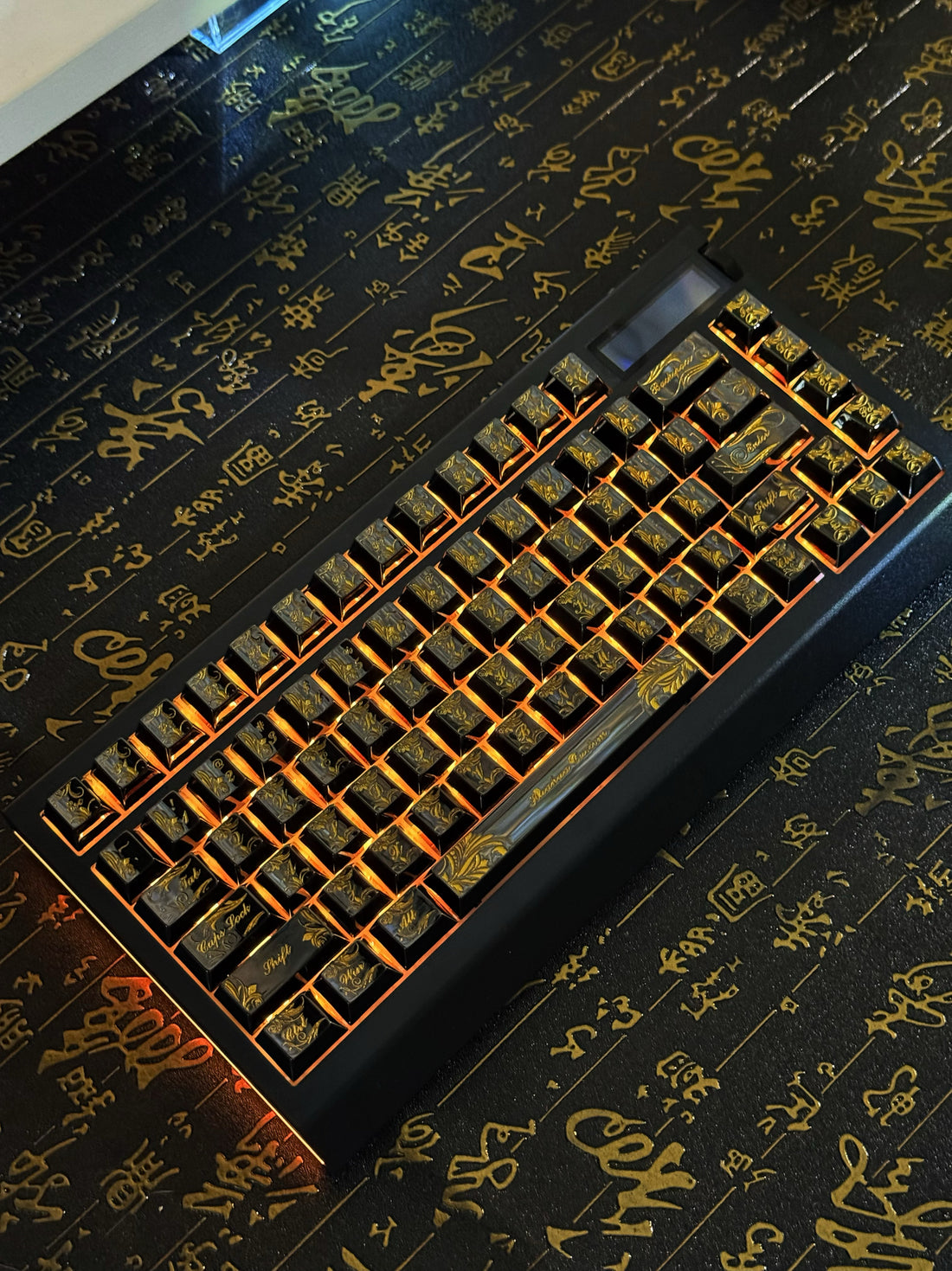 Black PVD mirror original factory height metal zinc alloy CNC carved retro patterned metal decorative keycaps