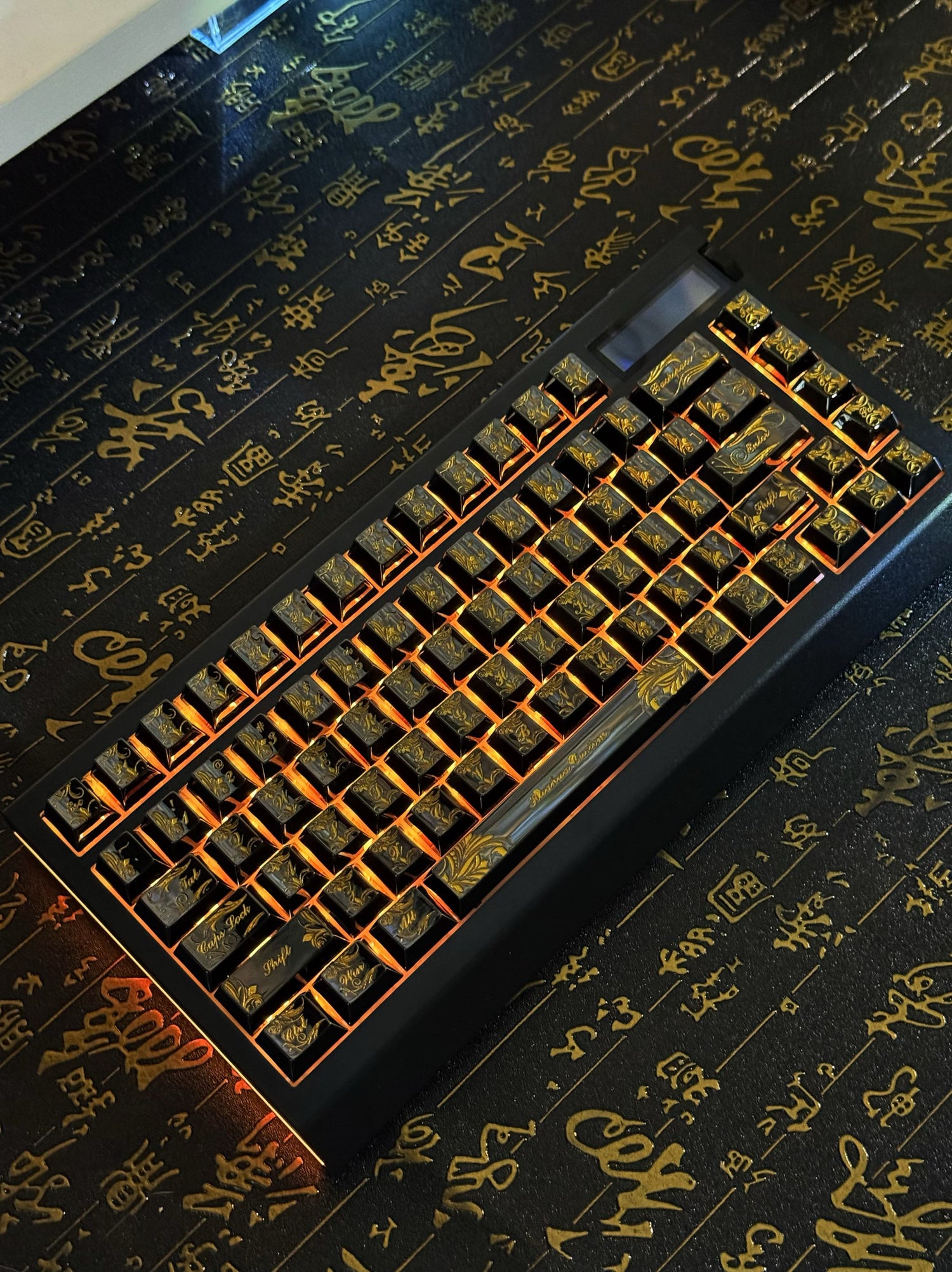 Black PVD mirror original factory height metal zinc alloy CNC carved retro patterned metal decorative keycaps