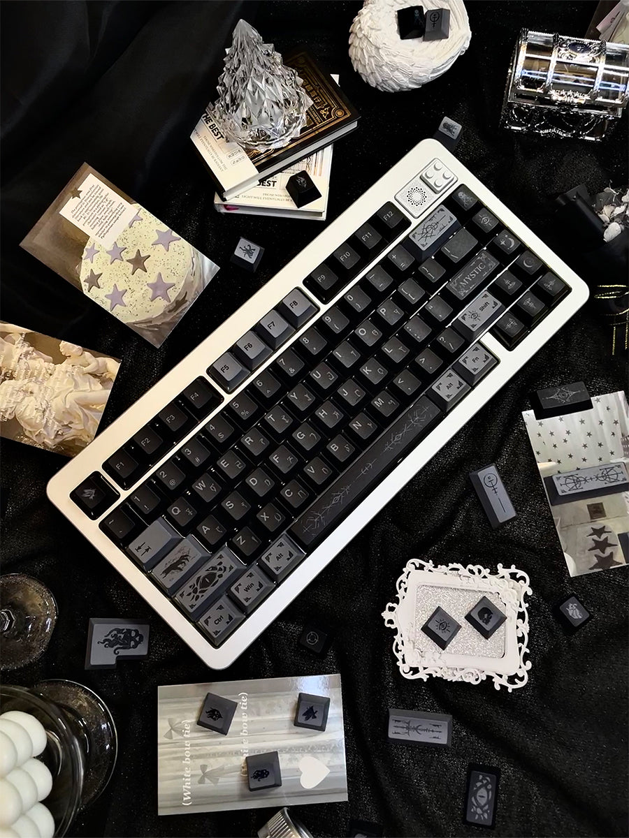 Mysterious subject themed keycap set, PBT original factory five sided heat sublimation customized keyboard personalized keycap set