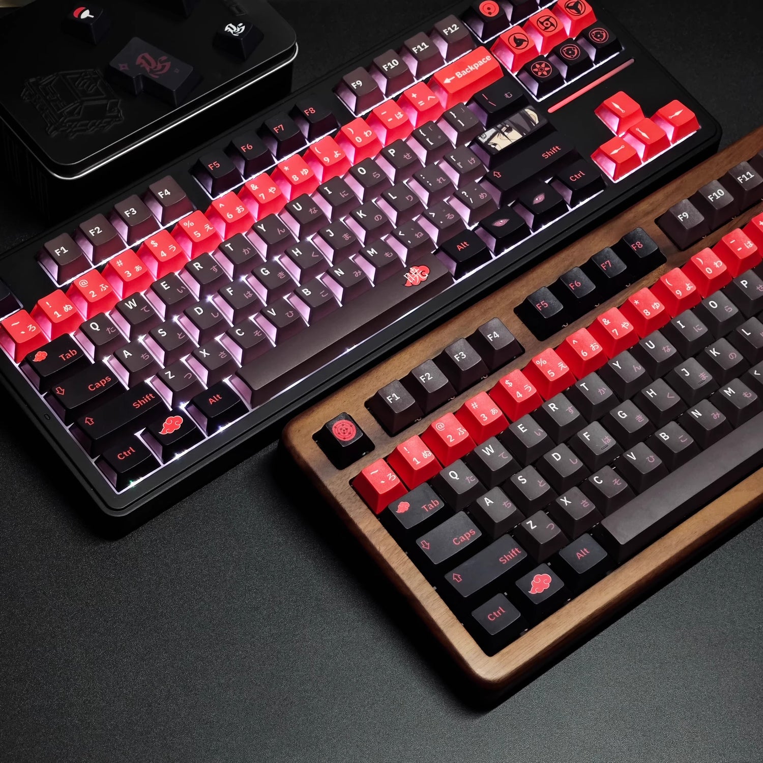 Naruto series, Akatsuki themed keycaps, Uchiha Itachi, Sharingan, PBT+PC material anime culture peripheral decoration keycap set