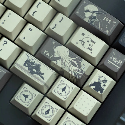 NieR: Automata theme, PBT material, sublimation， Personalized keycap set, original factory height mechanical keyboard decorative keycap set