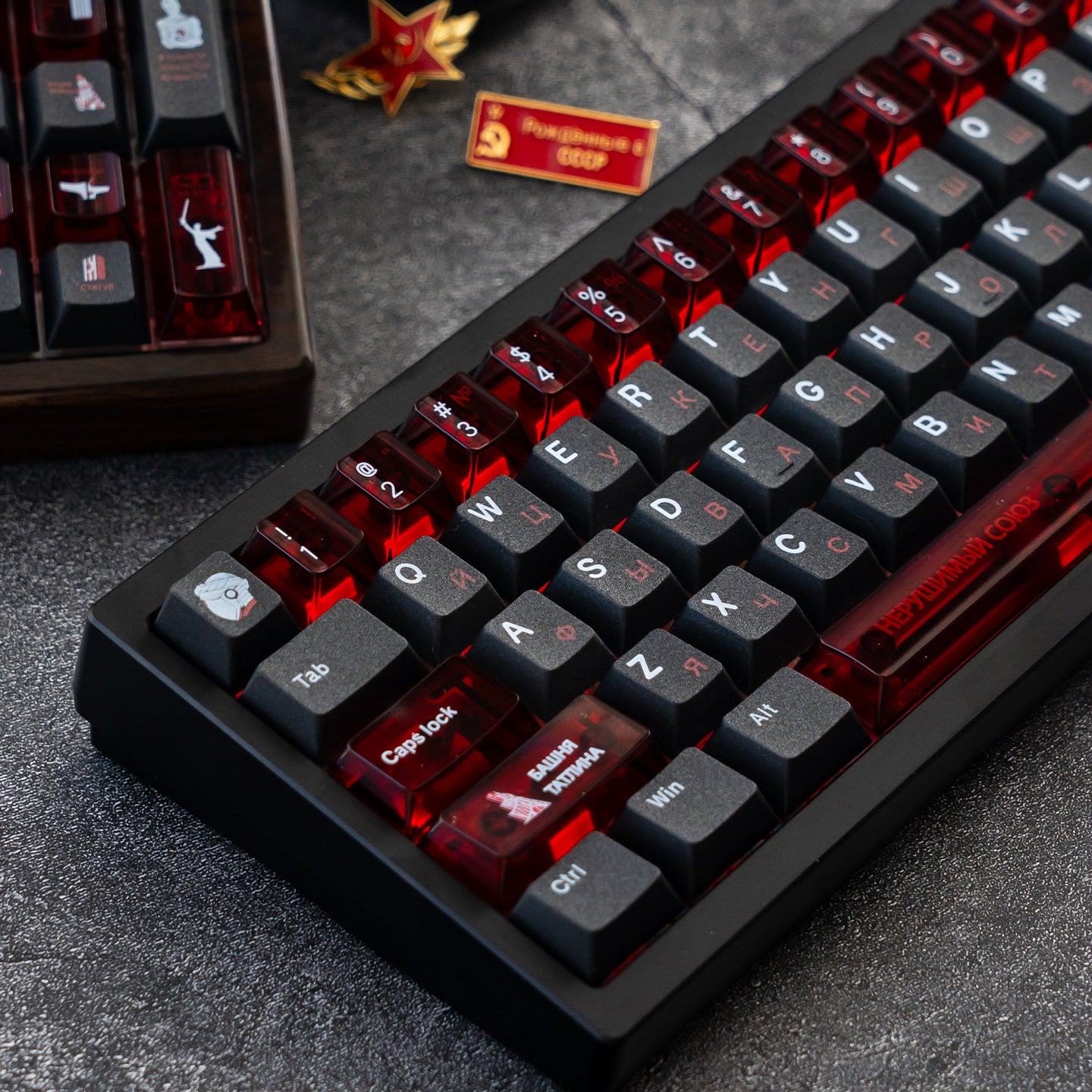 Original Design &quot;Soviet&quot; Theme Mechanical Keyboard Keycap Complete Set PBT Thermal Sublimation Original Factory Highly Personalized Keycap Set