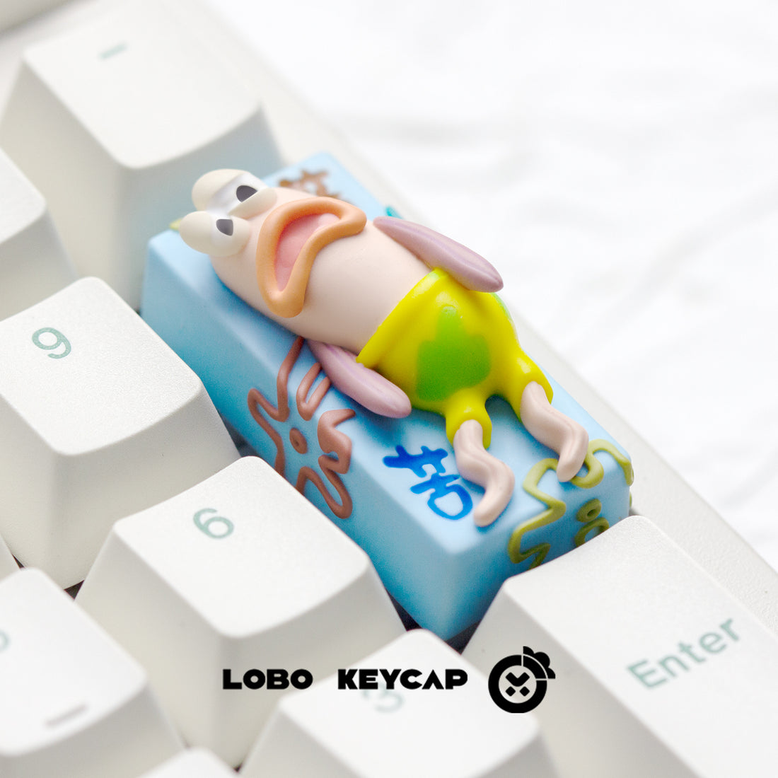 SpongeBob SquarePants Life Hardship Fish Multi Color Resin Shaped Personalized Keycaps, Vertical 2U Pad Enter, Plus, Key Positions