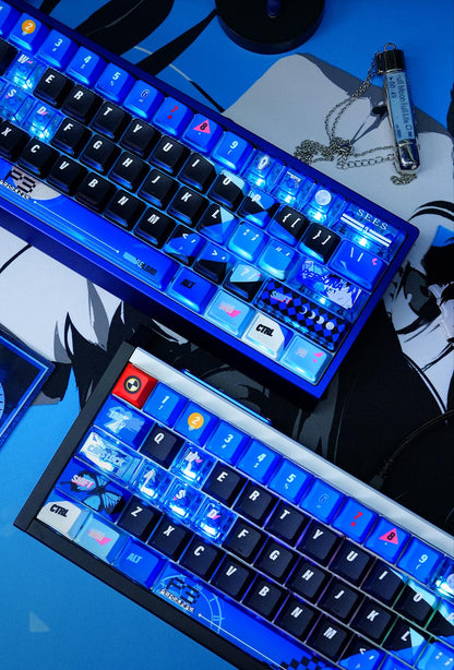 Persona P3R keycap pbt thermal sublimation blue nuclear power side transparent personalized keycap set