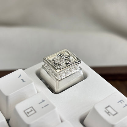 Chrome Hearts style, full keyboard key positions, 925 sterling silver custom trendy cultural keycaps, fashionable and personalized artistic decorative keycaps.
