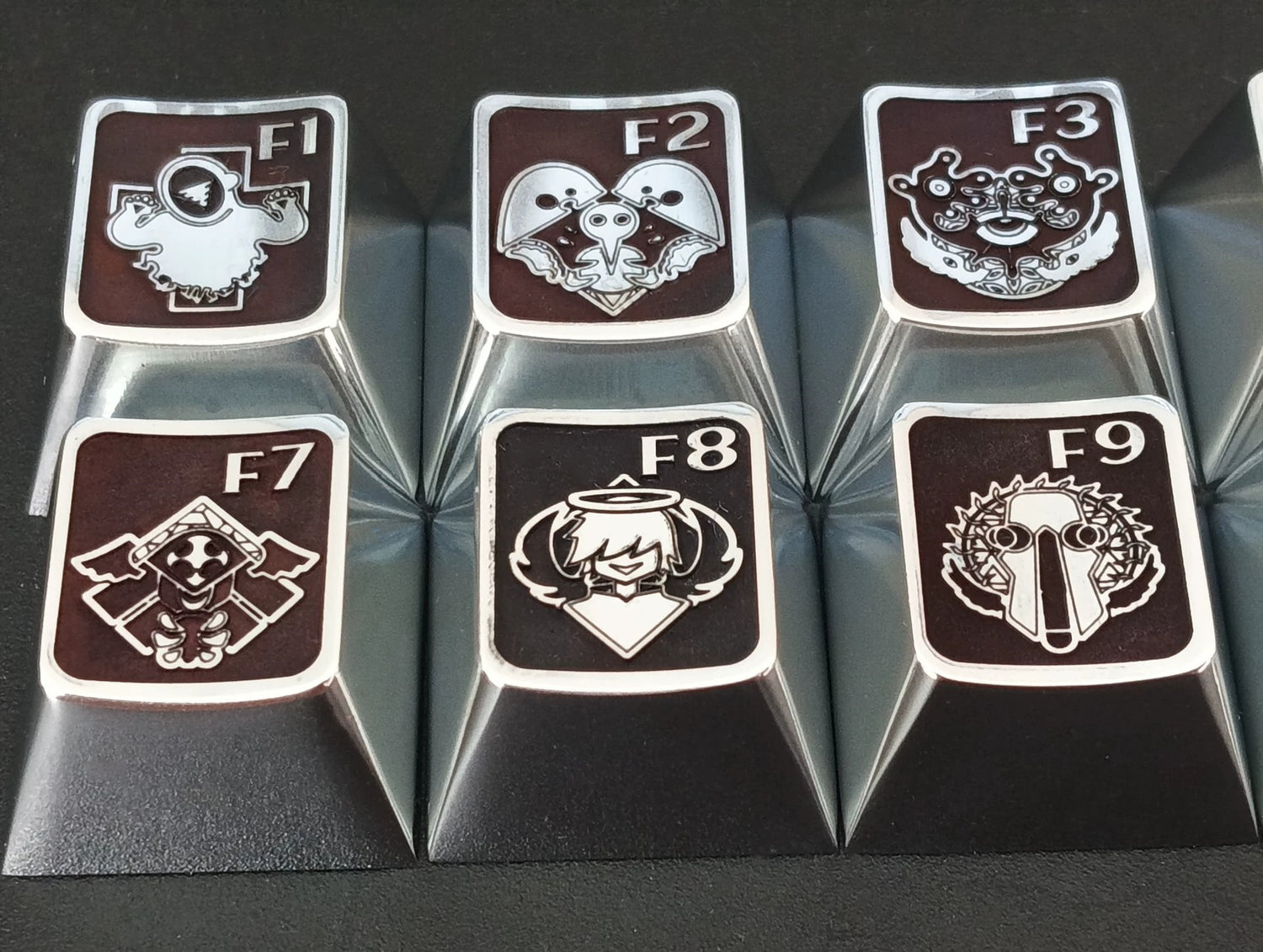 EVA，NEON GENESIS EVANGELION，Angel， A set of 12 F-zone (default zinc alloy) metal personalized keycaps, anime game monster villain metal keycaps.